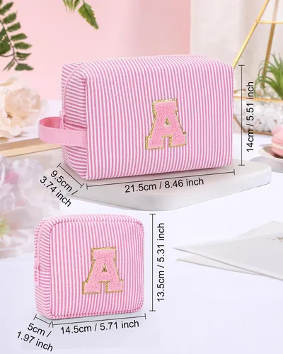 Miniatura 3 de MONSTINA Cesta de Pascua para adolescentes, bolsa de maquillaje con inicial, bolsa de cosméticos personalizada para niñas y mujeres, bonita bolsa