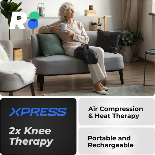 Miniatura 2 de REATHLETE Masajeador de rodilla Xpress para aliviar el dolor Masajeador de piernas con calor y compresión