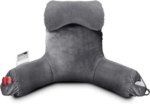 Miniatura 13 de OAISZ - Almohada de lectura para sentarse en la cama para adultos, almohada de lectura con espuma viscoelástica triturada, almohada de cama