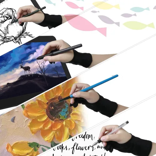 Miniatura 6 de GAOMON Guante de dos dedos para tableta de dibujo, pantalla de bolígrafo y creación de bocetos, soporte de tamaño libre para mano izquierda y derecha