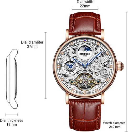 Miniatura 4 de IK COLOURING Relojes mecánicos para hombre, reloj de pulsera de esqueleto automático de lujo Tourbillon impermeable de cristal automático para hombre