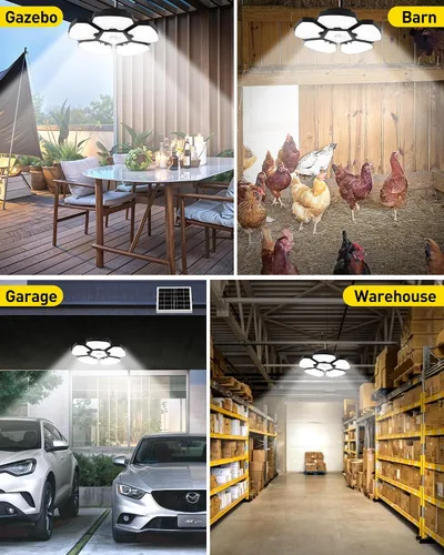 Miniatura 4 de T-SUN Luz Solar para Cobertizo Interior y Exterior, 1200LM 156LED Luz Colgante con Sensor de Movimiento con 5 Modos de Iluminación y Control Remoto