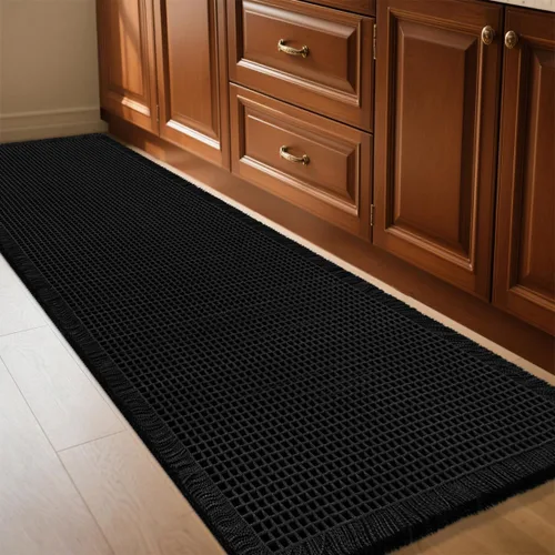 Miniatura 39 de IM HOME Tapete de baño de punto gofre, color caqui, de 24 x 17 pulgadas, tejido bohemio, moderno, absorbente, antideslizante, suave, lavable