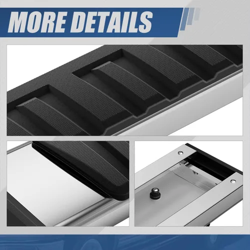 Miniatura 6 de Auto Dynasty - Estribos de 6.7 pulgadas para camión, camioneta doble cabina, peldaños laterales de aluminio en polvo negro, barras Nerf