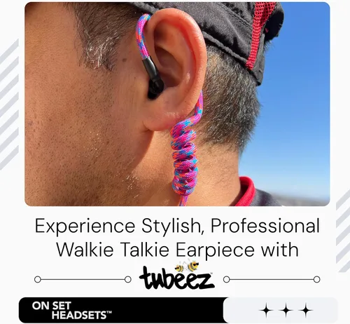 Miniatura 2 de Tubeez Walkie Talkie Auricular con tapones negros para los oídos – Tubo roscado de bloqueo de humedad que se adapta a cualquier auricular de radio