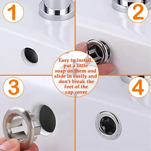 Miniatura 5 de Aifeier ET 4 anillos de desbordamiento para fregadero, cubierta redonda de desbordamiento para orificio de cocina y baño, tapa de inserción