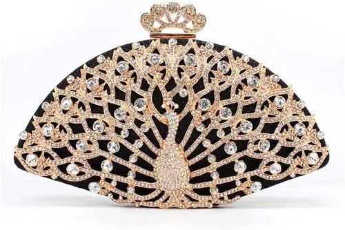 Bolso de noche para mujer bolso de noche de cristal de metal dorado bolso de mano para mujer bolso de fiesta de boda color A talla única talla única