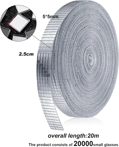 Miniatura 2 de SATINIOR 20000 piezas de azulejos de espejo de bola de discoteca autoadhesivos para manualidades, 5 x 5 mm, pequeños adhesivos de bola de cinta