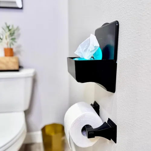 Miniatura 4 de Soporte para toallitas para baño – Organizador adhesivo de montaje en pared para toallitas húmedas – Estante de toallitas de inodoro de baño