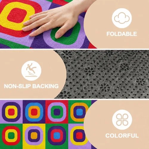 Miniatura 2 de Alfombra para niños, alfombras para el aula, alfombra de juegos – Alfombra infantil de 5 x 7 pies con parte trasera de goma, alfombra colorida