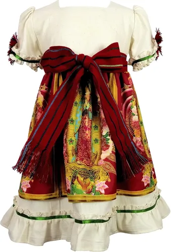 Miniatura 6 de Vestido de Bebé Niña Pequeña Virgen de Guadalupe Guadalupana Algodón Hecho a Mano Tradicional