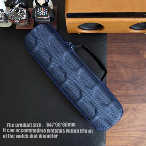 Miniatura 3 de Besforu Caja organizadora de relojes duros para hombres o mujeres, funda de viaje para 5 relojes, soporte portátil para relojes de pulsera y relojes