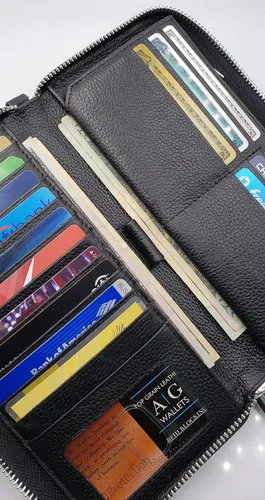 Miniatura 5 de Muñequera de piel auténtica de gran capacidad con protección RFID