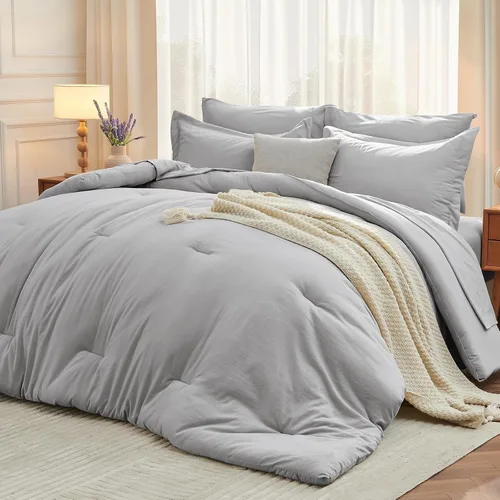 Miniatura 38 de MUXHOMO Juego de edredón de 5 piezas Twin XL, cama suave en una bolsa tamaño Twin XL, juego de ropa de cama para todas las estaciones con edredón