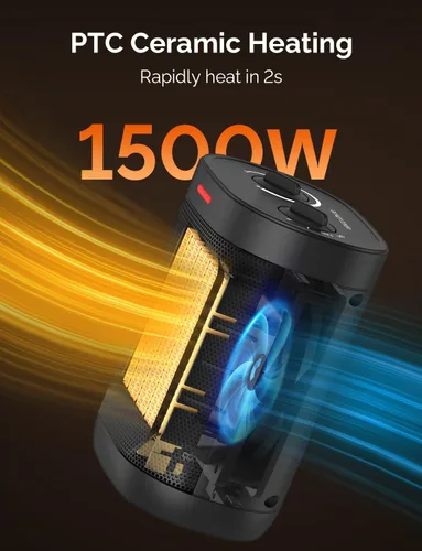 Miniatura 3 de Calentadores de espacio de 1500 W para uso en interiores, calentador portátil de cerámica PTC, calentador de espacio pequeño con termostato, tres