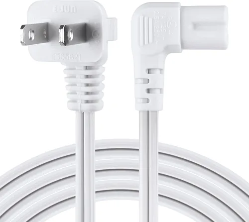 Miniatura 4 de C7 Cable de alimentación de 2 ranuras no polarizadas, ángulo de 90 grados, SPT-2, cable de alimentación de 18 AWG (IEC320 C7 a Nema 1-15P)