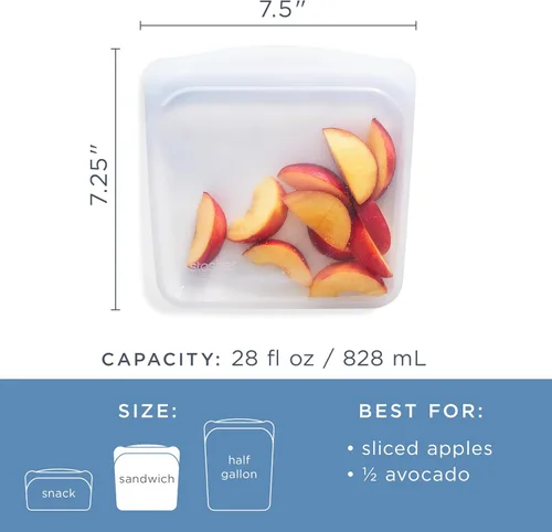 Miniatura 2 de Stasher Silicone Reusable Storage Bag, Sandwich Bag, Reusable Freezer Bags, Microwave, Dishwasher, Oven Safe, Sous Vide, Lunch Container, Eco
