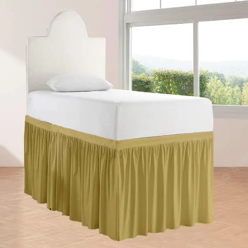 Miniatura 9 de Falda de cama larga de 42 pulgadas con caída de 42 pulgadas, patrón de volantes, falda de cama para dormitorio universitario, esquinas divididas