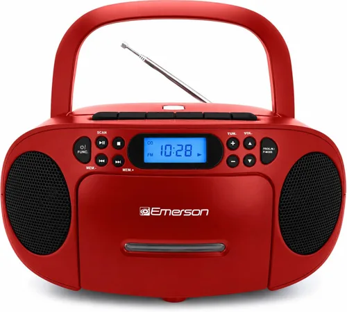 Miniatura 14 de Emerson Reproductor de CD portátil Boombox con reproductor de cassette combo, grabadora de cinta, radio AM/FM, AUX, conector para auriculares