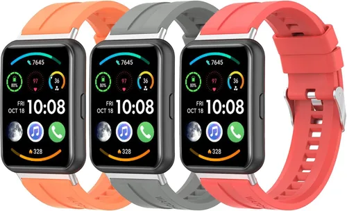 Miniatura 9 de Correa de muñeca compatible con Huawei Watch Fit 2 bandas, pulsera de silicona suave compatible con Huawei Watch Fit 2 correas de repuesto Paquete