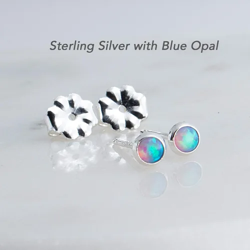 Miniatura 32 de Aretes pequeños de plata de ley para cartílago, tragus, hélix, múltiples piercings hipoalergénicos, piedra natal para mujer, juego de bisel