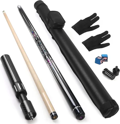 Miniatura 10 de lotmusic Palo de piscina prémium con extensión telescópica de fibra de carbono, juego de palos de taco de piscina profesional de 58 pulgadas