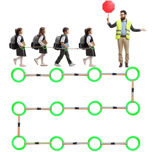 Miniatura 10 de Tatuo Juego de 12 cuerdas para caminar para niños en edad preescolar, cuerda de transición desmontable, cuerda de seguridad para guardería Azul