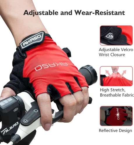 Miniatura 5 de AKASO Guantes de ciclismo de medio dedo, guantes de bicicleta para hombres y mujeres, guantes de ciclismo para mujeres, guantes de MTB