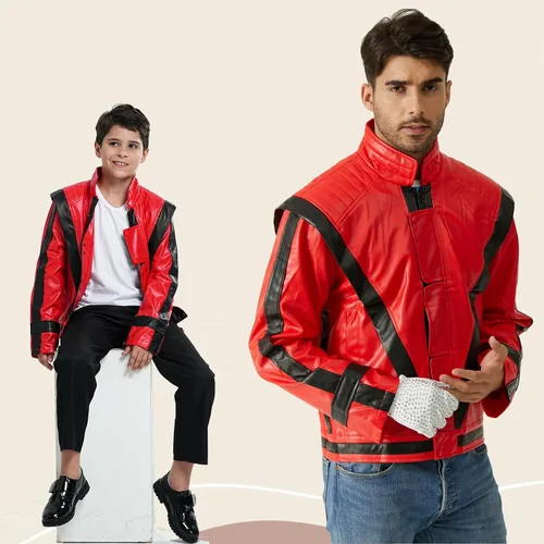Miniatura 4 de Chaqueta de cuero rojo y negro abrigo de la PU de Cosplay