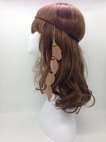 Miniatura 2 de Diadema con borlas bohemias para mujer, diadema de plumas hippie hecha a mano, tocado indio, diadema para el cabello, tocado, accesorios para el Café
