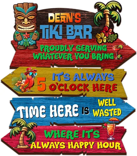THUYPT Cartel personalizado con reglas Tiki para bar Tiki, decoración de madera Tiki con patrón Tiki Totem, decoración tropical para playa impresa,