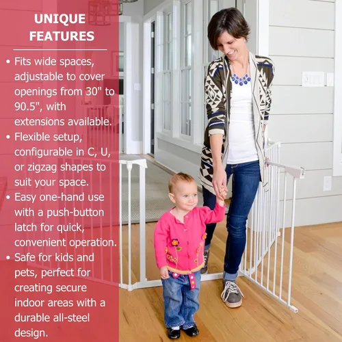 Miniatura 2 de Cardinal Gates EX100 XpandaGate - Puerta extensible para bebé, puerta extra ancha para perros, puerta de seguridad ajustable para niños y mascotas