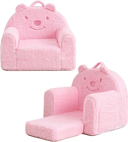 Miniatura 8 de Silla para niños pequeños, sofá plegable de oso sherpa, silla de lectura para niños, sofá abatible para niños, sofá convertible para niños de 1 a 3