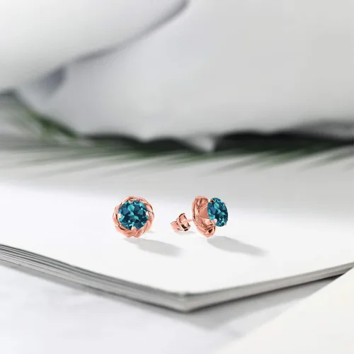 Miniatura 401 de Gem Stone King Aretes de plata de ley 925 de 0.236 in con piedra natal redonda para mujer
