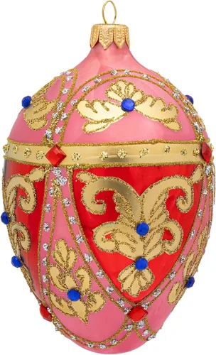 Miss Christmas Palace Collection 2025 - Adorno para árbol de Navidad de cristal soplado de 5 pulgadas, color rosa y dorado (rosa barroco)