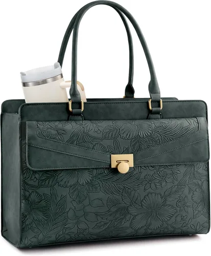 Miniatura 10 de LOVEVOOK Laptop Tote Bag for Women - PU Leather Vintage Work Tote Bag,Waterproof Business Teacher Bag with Large Cup Holder