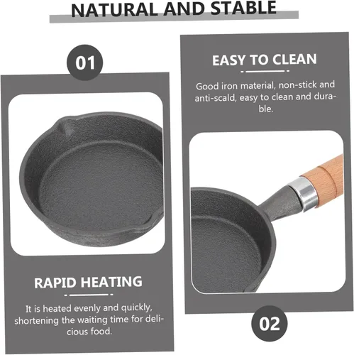 Miniatura 3 de Yardwe Sartén Mini Sartén Cuerpo de Hierro Resistente Ideal para Cocinar Tortilla Desayuno