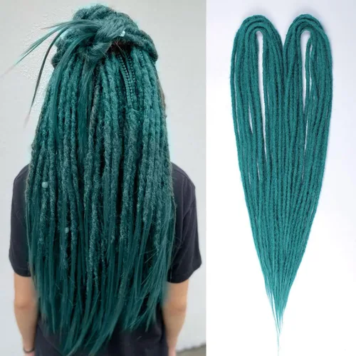 Miniatura 10 de Kraler Extensiones de Rastas Azules de Doble Extremo de 18 Pulgadas, 20 Hebras Sintéticas DE Extensiones de Rastas Hechas a Mano, Estilo de Rastas