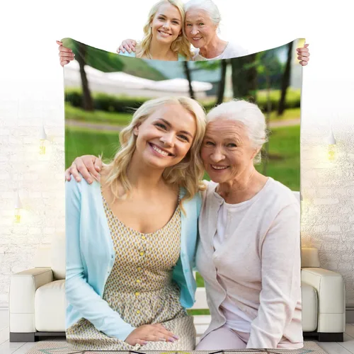 Miniatura 13 de Manta personalizada con corazones con fotos para mamá papá, manta personalizada para la cama, manta de forro polar, regalo para la familia, regalo