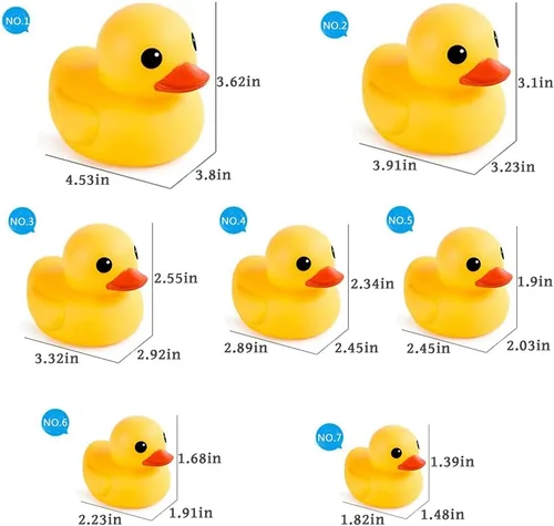 Miniatura 7 de CICITOYWO Patos de goma amarillos, 7 piezas de juguetes de baño grandes preescolares para tina, patos flotantes, regalo para baby shower, bebés