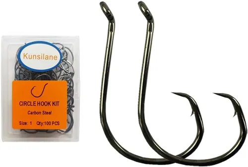 Miniatura 15 de Ganchos circulares para pesca de gato, 50/100 unidades, ganchos circulares de pesca de pulpo, agua salada, agua dulce para bagre lubina Redfish 1/0
