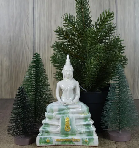 Miniatura 13 de BUDDHO Estatua de Buda Sothorn de mármol blanco de 6 pulgadas de alto. Estatua de Buda tailandés sentada para decoración del hogar, decoración