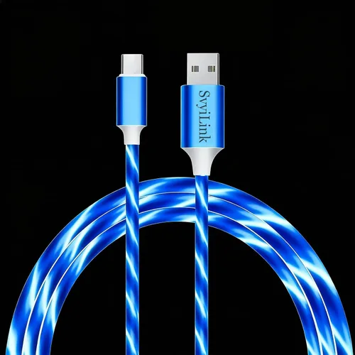 Miniatura 12 de Cable USB PD cargador rápido iluminado (USB 3 en 1 azul), cable de datos de teléfono, cable de carga de luz fluida, 39 pulgadas, material TPE