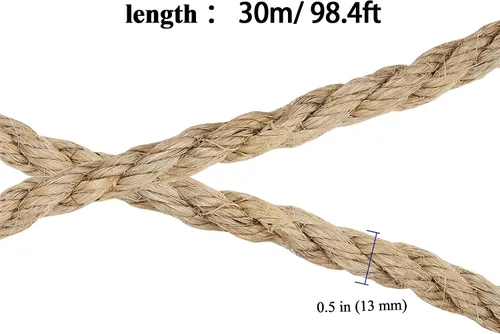Miniatura 2 de Cuerda de sisal de 1/2 pulgada, cuerda de sisal trenzada de 100 pies para reparar, recuperar el poste rascador de gato, agrupación, decoración