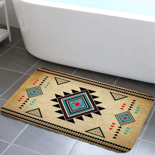 JAWO Southwestern - Alfombra de baño antideslizante con diseño del suroeste nativo americano, retro, tribal, navajo, azteca, patrón étnico,