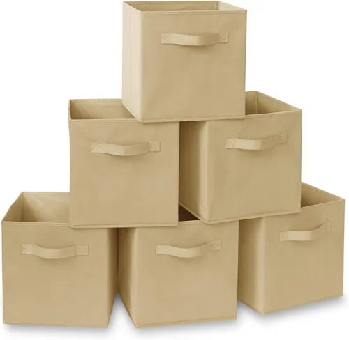 Miniatura 35 de Casafield juego de 6 cubos de almacenamiento plegables de tela, canastas de tela plegables de 11 pulgadas, para estantes, cubos organizadores