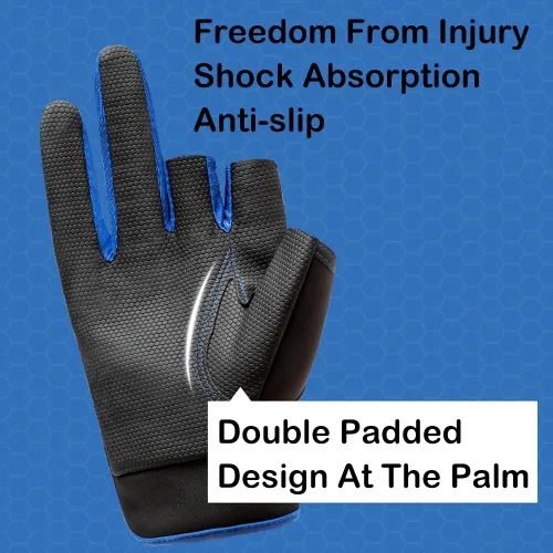 Miniatura 7 de SEIWEI Fishing Gloves 3 Fingers Cut Waterproof Sports Gloves Anti-Slip Windproof Gloves for Fishing Hunting Riding Cycling Hand Protectiion
