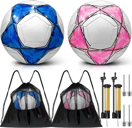 Paquete de 2 pelotas de fútbol desinfladas con bomba para regalos de Navidad de 4 a 14 años, tamaño 3, tamaño 4, 5 artículos, ofertas a granel,