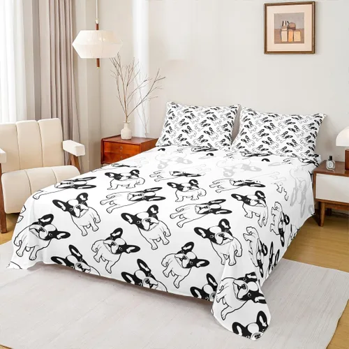 Manfei Juego de sábanas de dibujos animados para niños, tamaño individual, bonito juego de ropa de cama de animales y mascotas, decoración de