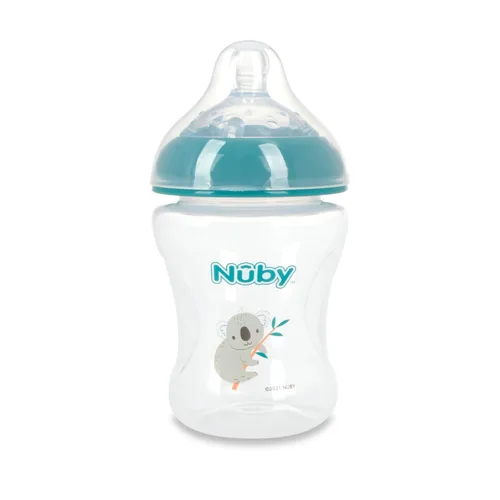 Miniatura 4 de Nuby Paquete de 3 biberones para bebés con pezón de silicona de flujo lento tamaño mamario: 0+ meses, 8 onzas, paquete de 3: delicados estampados